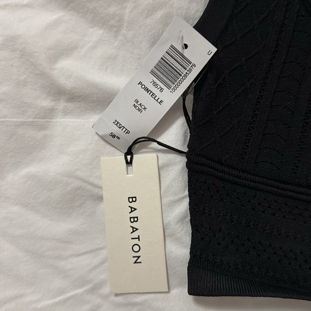 Babaton Black Pointelle Knit Tank Top - Size 2XS - Picture 3 of 4